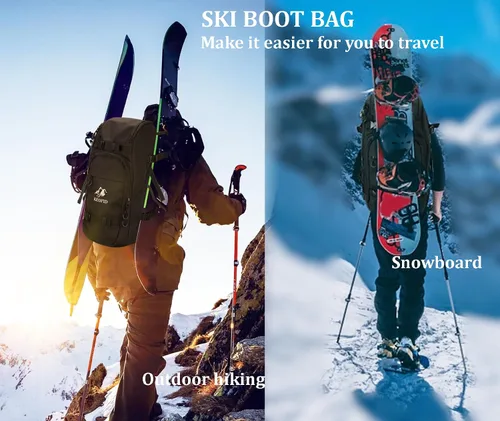 Vista 6 de KEOFID 50L Ski Boot Bag Backpack, Waterproof Ski Bag, Travel Backpack for Ski Helmet, Snowboard