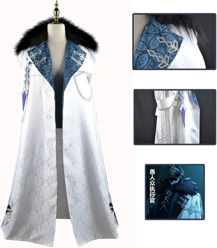 Vista 3 de Game Genshin Impact Fatui Cosplay Disfraz Ejecutivo Capa Tartaglia Bufanda Childe Ajax Ropa de Halloween