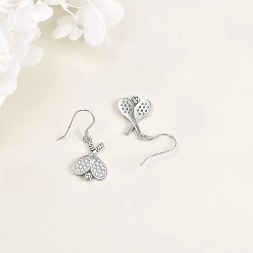 Vista 3 de YAFEINI Golf Hockey Tennis Baseball Lacrosse Stick Earrings Gifts Sterling Silver Golf Hockey Club And Ball Lacrosse Stick Dangle Earrings