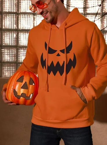 Vista 8 de Arvilhill Sudadera con capucha de calabaza de Halloween para hombre