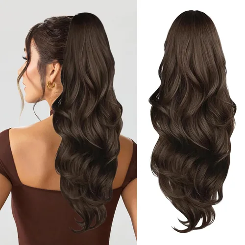Vista 14 de Extensión de cola de caballo rubio, extensión de cola de caballo con cordón de 20 pulgadas para mujeres, extensiones de cabello de cola de caballo