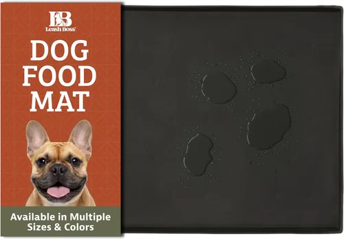 Vista 13 de Leash Boss Tapete de comida para perros – Tapete de silicona impermeable para alimentación de mascotas con bordes elevados para perros y gatos Beige