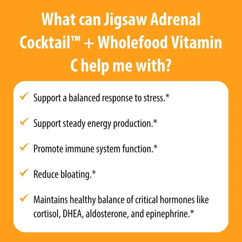 Vista 7 de Jigsaw Health Cóctel suprarrenal con vitamina C de alimentos integrales, 60 porciones