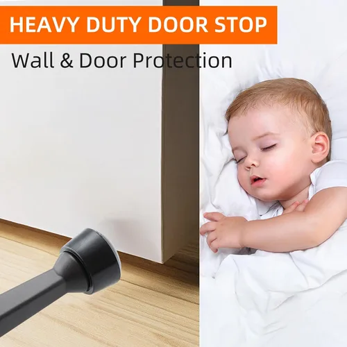 Vista 5 de HOME MASTER HARDWARE Topes de Puerta Rígidos Sólidos de Servicio Pesado de 3", Negro Mate, Paquete de 2 con Puntas de Plástico - Topes de Puerta
