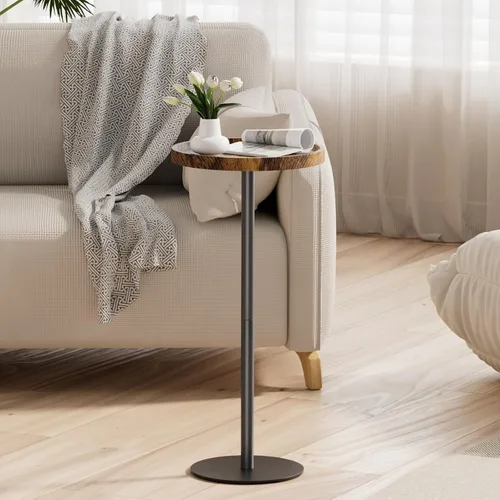 Vista 6 de Mesa de bebida, mesa de pedestal pequeña, mesa auxiliar redonda pequeña para sala de estar, dormitorio, baño