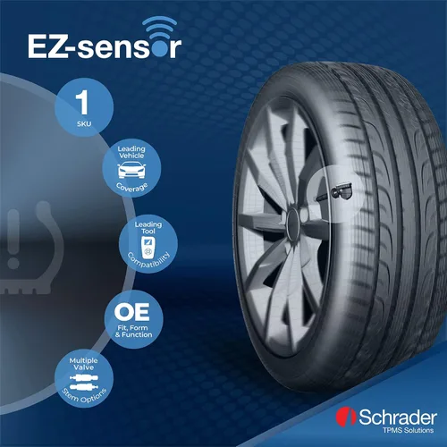 Vista 2 de Schrader 33500 EZ-Sensor Sencillo SKU (314.9 MHz, 315 MHz, y 433 MHz) Sensor Programable de Presión de Neumáticos con Válvula de Ángulo Fijo Snap-in