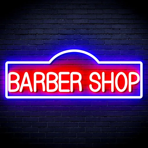 Vista 19 de ADVPRO Señal de neón LED de silicona flexible de Barber Shop - rojo y azul - st16s42-fnu0358-rb