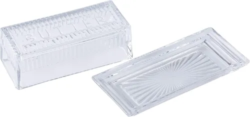 Vista 7 de Tablecraft Plato individual, vidrio transparente, mantequilla en relieve, 7 x 3 x 2.75, paquete de 6