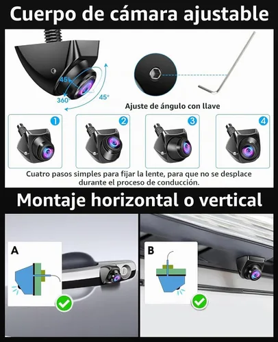 Vista 4 de Cámara de respaldo para coche, sistema de monitor de visión trasera