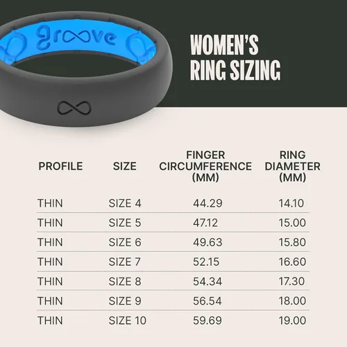 Vista 5 de Groove Life Anillo de boda de goma transpirable para mujer, diseño único, anillo de ajuste cómodo