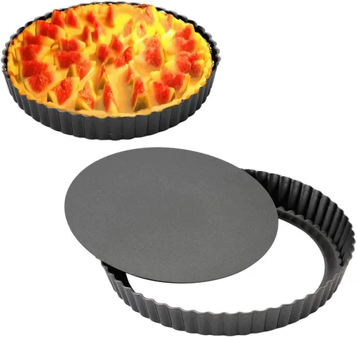 Vista 8 de Gutsdoor Sartén para tartas de 10 pulgadas con parte inferior extraíble antiadherente para quiche moldes redondos para hornear