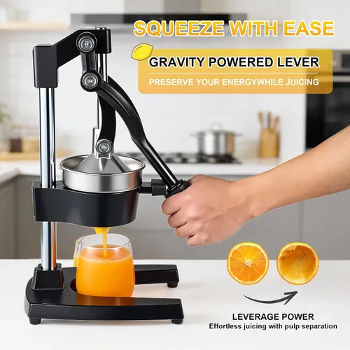 Vista 4 de Exprimidor de hierro fundido,Exprimidor comercial de la prensa de la mano,Cítricos de encimera de servicio pesado para jugo de limón naranja fresco