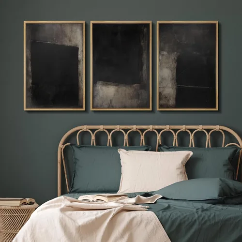 Vista 172 de SIGNFORD - Set de obras de arte en lienzo enmarcado para pared, ilustraciones abstractas de neblina del desierto en tonos neutros beige y marrón