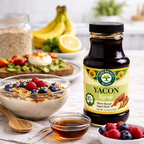 Vista 5 de Good Balance Health Yacon Jarabe Edulcorante natural Sustituto del azúcar Bajo índice glucémico, jarabe bajo en calorías Prebióticos