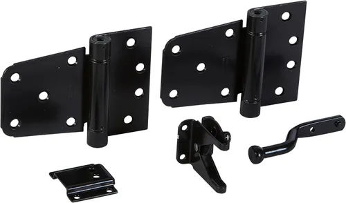 Vista 7 de National Hardware Kit de puerta de cierre automático, bisagras y pestillo