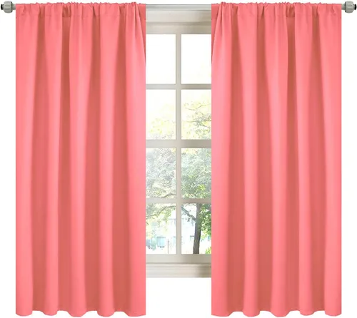 Vista 8 de LA PALMA Cortinas opacas con bolsillo para cortinero para sala de estar, bloqueo de luz, aislamiento térmico, reducción de ruido, cortinas de Aqua