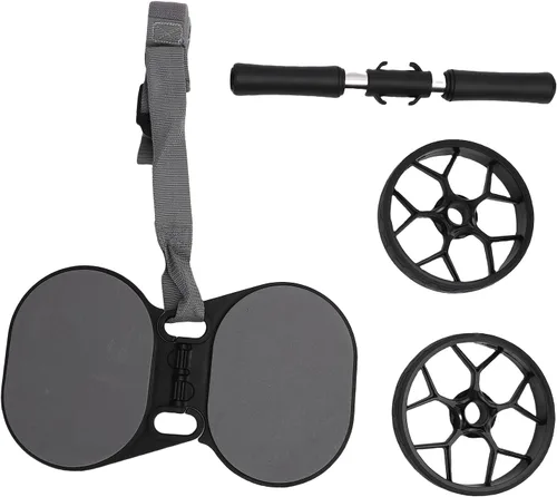 Vista 2 de Rodillo de rueda abdominal, correa de tracción automática, rodillera de doble rueda para entrenamiento abdominal, equipo de ejercicio para gimnasio