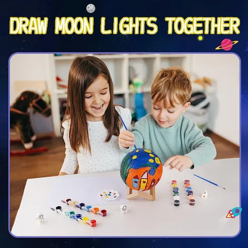 Vista 6 de Minleway Kit Recargable de Pintura para Hacer tu Propia Lámpara de Luna con 16 Colores, Kit de Artes y Manualidades para Niños, Mujeres, Niñas