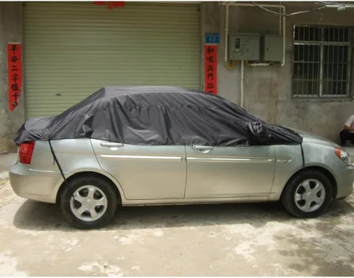 Vista 3 de Cubierta protectora para coche WINOMO, impermeable, para la mitad del cuerpo del coche, protector contra el sol, la nieve y el polvo - Tamaño XL