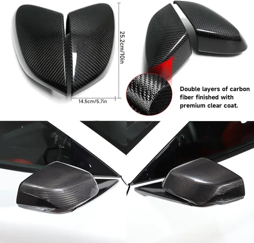 Vista 2 de Sideview - Tapas de espejo compatibles con Corvette C8 Stingray Z06 2020-2025 Accesorios de decoración exterior de automóvil de fibra de carbono