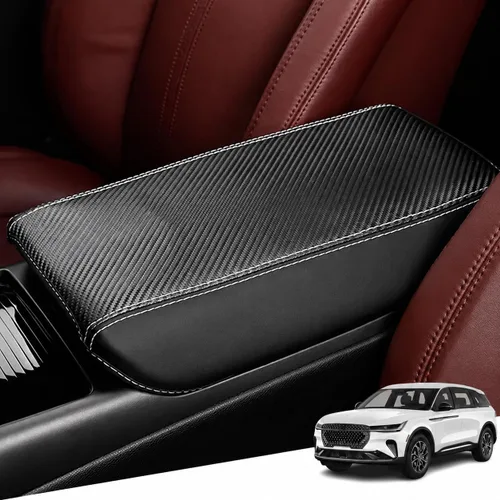 Vista 72 de Great-luck Funda de cuero para consola central, almohadilla para reposabrazos, accesorios de cubierta de caja (costuras rojas) para BMW X1 2023 2024