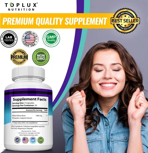 Vista 5 de Toplux Keto Blocker Pills Extracto de frijol blanco - 1800 mg de cetosis natural, apoyo a la dieta Keto, para hombres y mujeres, 90 cápsulas