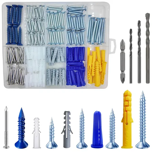 Vista 9 de Kit surtido de anclajes para paneles de yeso autoperforantes – 182 piezas para hormigón, paneles de yeso, anclajes de paneles de yeso y paneles