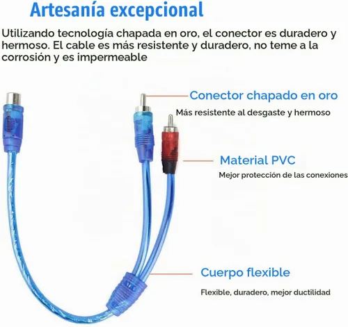 Vista 5 de Juego de 4 adaptadores de cable de audio divisor RCA Y 1 hembra a 2 conectores macho
