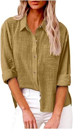 Vista 156 de SMIDOW Camisa de algodón y lino con botones para mujer