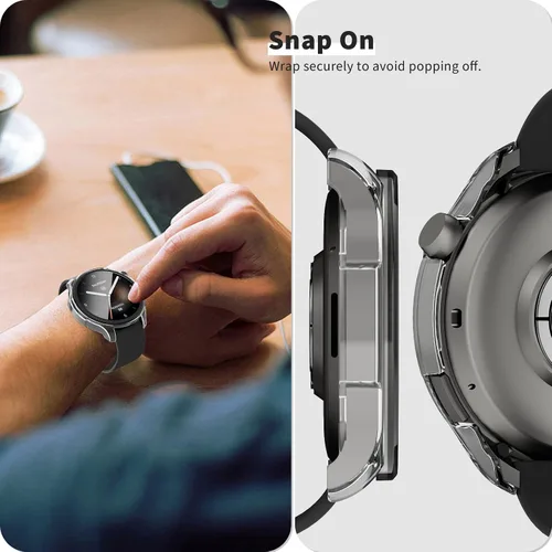 Vista 4 de Rc-Z Paquete de 2 fundas protectoras de pantalla para reloj inteligente Amazfit Balance, parachoques duro de policarbonato integrado, película