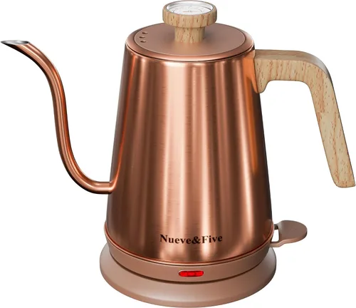 Vista 11 de Nueve&Five - Hervidor eléctrico de cuello de cisne con termómetro, hervidor de agua caliente de 1.0 L para café y té, 1000 W, apagado automático