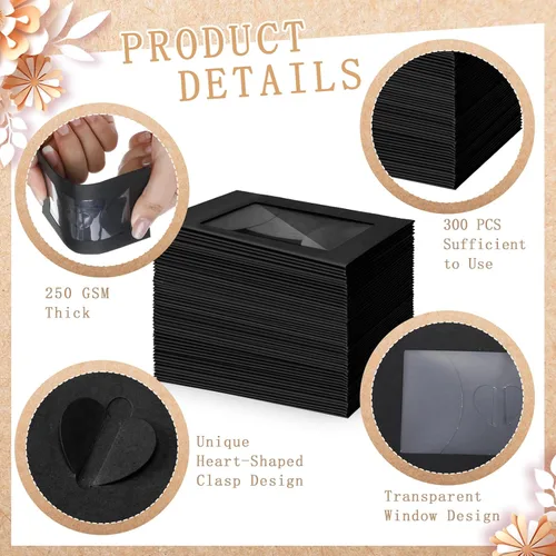 Vista 4 de Uiifan 300 Sobres con Ventana para Tarjetas de Regalo de 4 x 2.8 Pulgadas, Fundas para Tarjetas de Regalo, Mini Sobres con Cierre