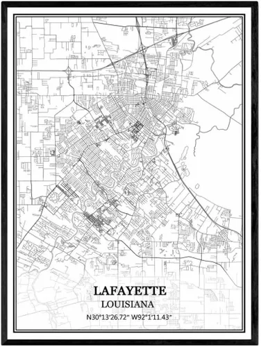 Vista 6 de TANOKCRS Baton Rouge Louisiana USA - Póster impreso en lienzo con diseño de mapa de Estados Unidos, sin marco, moderno, en blanco y negro, regalo