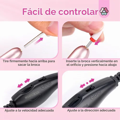 Vista 8 de SAVILAND Taladro Eléctrico para Uñas: Lima Eléctrica para Uñas 2025, Taladro de Uñas Rosa Efile Profesional para Manicura con 6 Piezas de Puntas