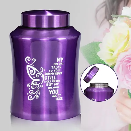 Vista 4 de Urnas para Cenizas Humanas, Urna de Mariposa Púrpura para Mujeres y Hombres, Capacidad de Peso 100 kg, Urna para Cenizas de Humanos Adultos