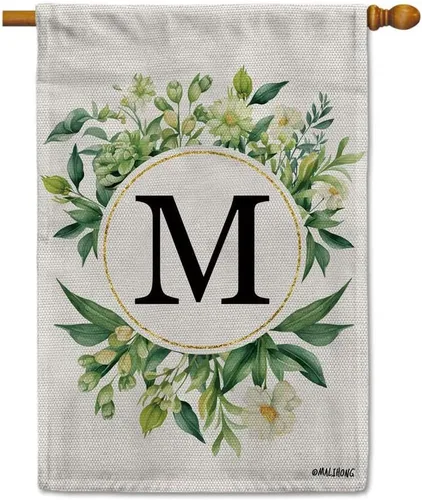 Vista 59 de Monogram Initial Letter P House Flag Flower Wreath Simple Style Letter Flag 28x40 Inch Vertical Double Sided for Outdoor Yard Decor