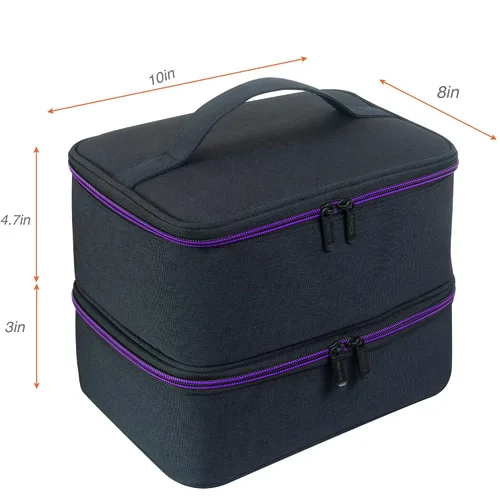 Vista 8 de ButterFox Organizador pequeño de almacenamiento de esmalte de uñas, bolsa de transporte, se adapta a 60-70 botellas de esmalte de uñas, bolsillos