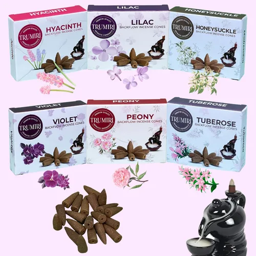 Vista 7 de Blossom - Conos de incienso de reflujo para cascada - Conos de incienso perfumados - Peonía, lila, jacinto, tuberosa, madreselva, violeta
