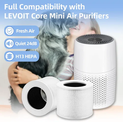 Vista 2 de Filtro de repuesto para purificador de aire, miniRF, compatible con LEVOIT Air Purifier Core Mini (2 filtros+4 almohadillas aromáticas)