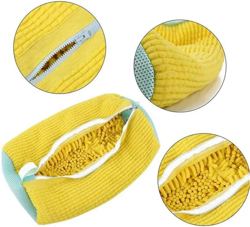 Vista 8 de Bolsa para lavadora de zapatos Sole suds Magic Bag Bolsa de lavandería para zapatos (2 piezas, amarillo)