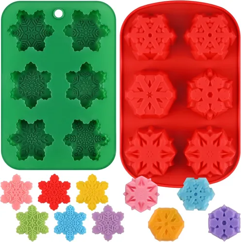 Vista 7 de HUAKENER Paquete de 3 moldes de jabón de Navidad, molde de silicona de Navidad de gran tamaño para jabón hecho a mano, mini pasteles, chocolate