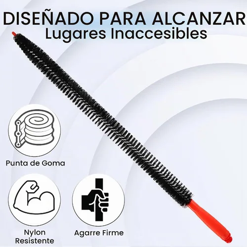 Vista 6 de Cepillo limpiador de ventilación de secadora, removedor de pelusas, cepillo largo y flexible para bobinas de refrigerador, 26 pulgadas, negro