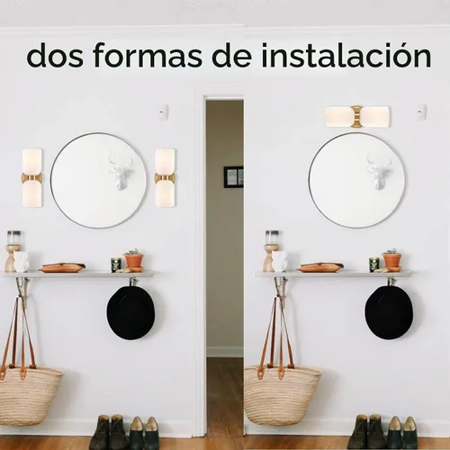 Vista 9 de CLAXY Lámpara de pared moderna de baño en oro con vidrio lechoso, accesorios de iluminación de baño con 2 luces regulables