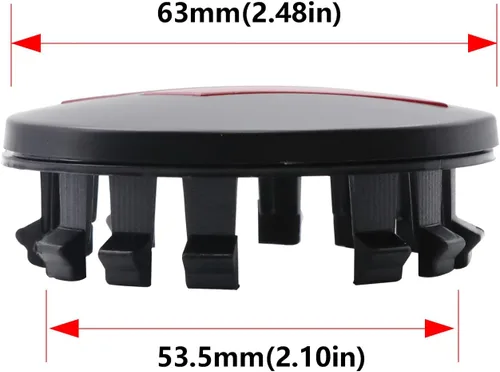 Vista 6 de 6CZ27DX8AA - Tapacubos de plástico para rueda de 2.5 pulgadas, 2.480 in, personalizables, aptos para 2017-2022 con ruedas de 20 pulgadas (negro/rojo)