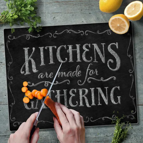 Vista 2 de Chalk It Up Kitchens están hechas para recolectar tablas de cortar grandes de vidrio templado por Highland Graphics Vidrio templado de 0.118 in