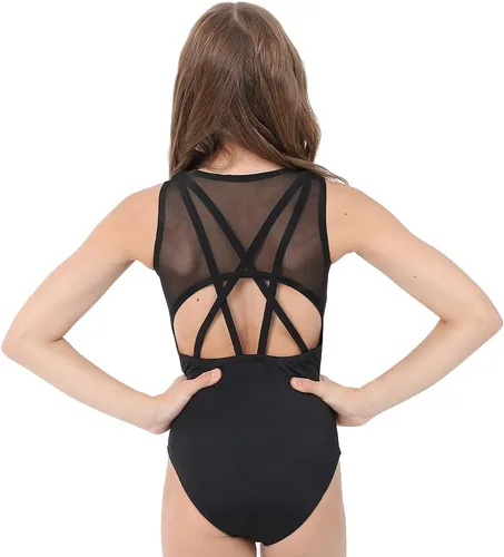 Vista 2 de Alexandra Costumes - Leotardo de malla con cuello en V para jóvenes y niñas