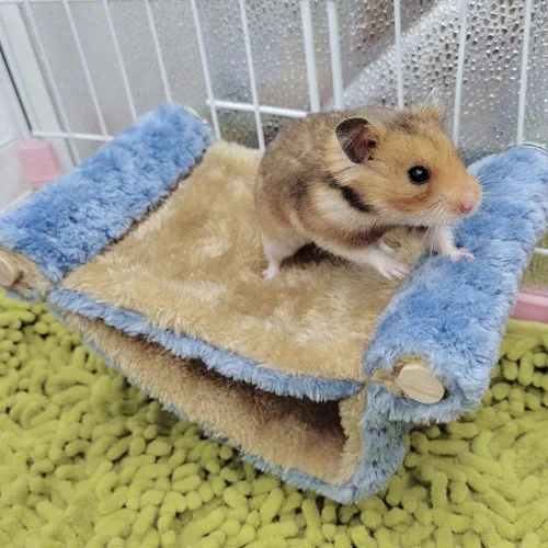 Vista 5 de Oncpcare Plataforma de rata colgante para jaula de 2 capas, hamaca de conejillo de indias, accesorios para ratón, chinchilla, rata, jerbo, azul