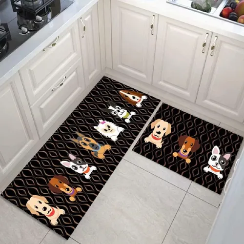 Vista 34 de Alfombras de cocina coloridas para piso, alfombras de cocina antideslizantes, juego de tapetes de cocina de granja, alfombras y tapetes de cocina