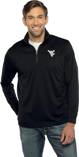 Vista 32 de Vantage Apparel Sudadera estándar universitaria micro malla de rendimiento negro con cremallera de 1/4 para hombre
