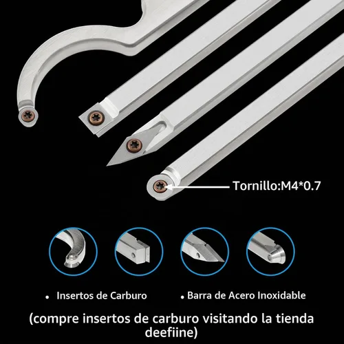 Vista 4 de Juego de herramientas de torneado de torno de madera con punta de carburo con lijadora de cuenco, herramienta de desbaste y acabado de ahuecado